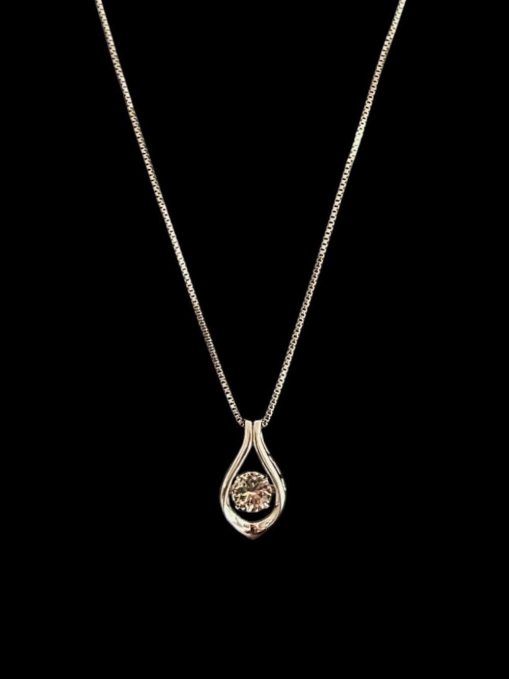 OTC Floating Diamond Simulated Solitaire Sterling Silver Pendant Necklace 18” - Picture 6 of 15
